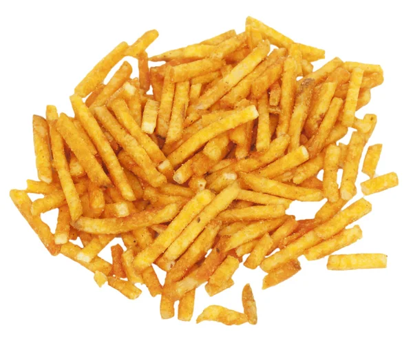 Haufen Kartoffelchips, isoliert auf weißem Hintergrund — Stockfoto