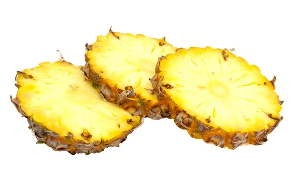 Izole soydan ile light beyaz zemin üzerinde üç ananas dilimleri — Stok fotoğraf