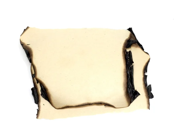 Bords brûlés papier isolé sur fond blanc — Photo