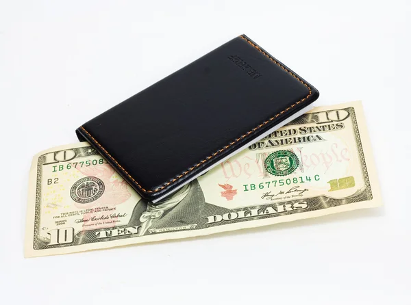Billete de 10 dólares Moneda estadounidense en un bolso . —  Fotos de Stock