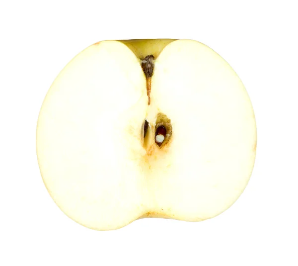 Pomme jaune tranchée isolée sur blanc — Photo