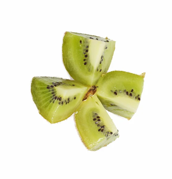 En kiwifrukt skivad öppna så fröna är synliga — Stockfoto