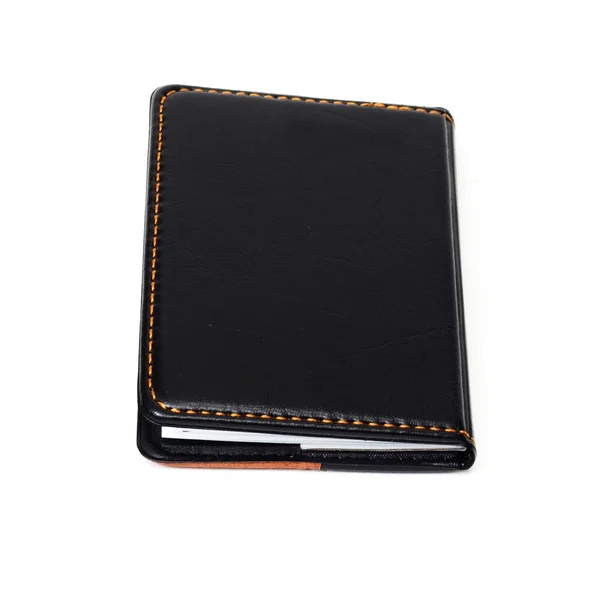 Liten svart anteckningsbok med tomt täcka — Stockfoto
