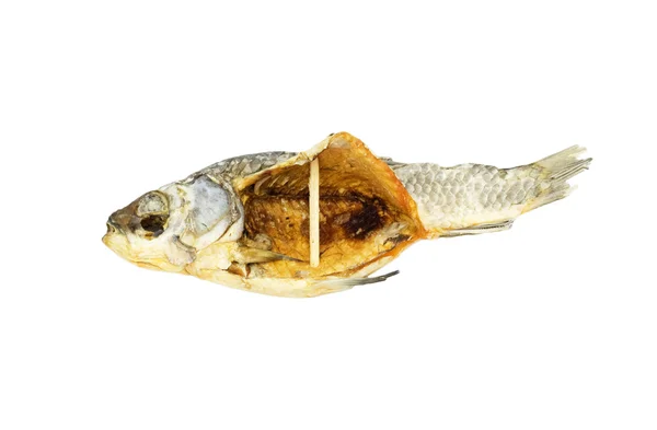 Gedroogde vis geïsoleerd op witte achtergrond — Stockfoto