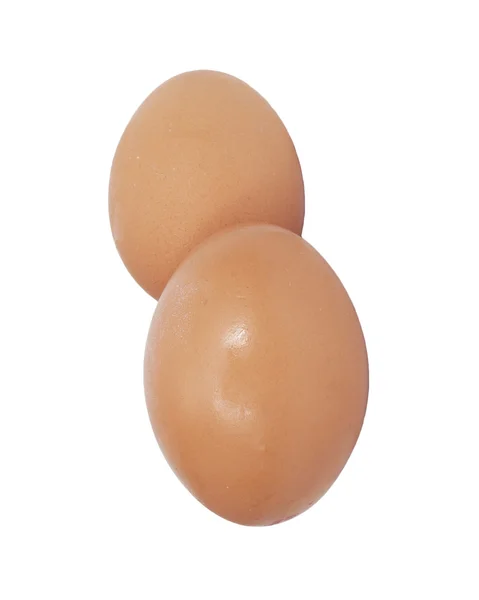 Beyaz arka plan üzerinde izole kahverengi iki yumurta — Stok fotoğraf