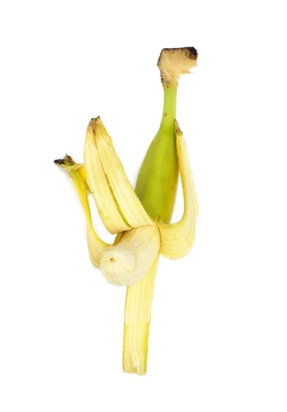 Offene Banane isoliert — Stockfoto