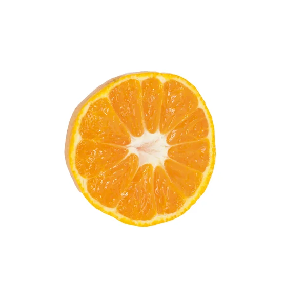 Saftige Mandarine, Mandarine, Orange auf weißem Hintergrund, Nahaufnahme, — Stockfoto