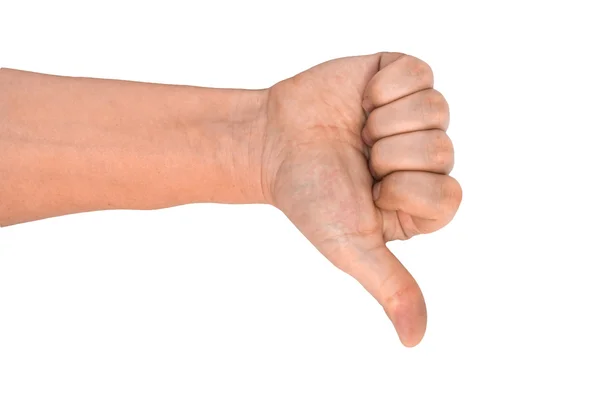 Mäns hand göra tummen upp isolerad över vit — Stockfoto