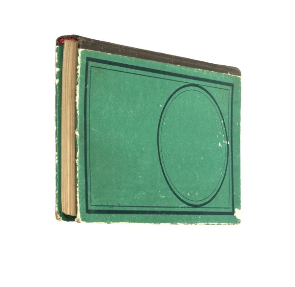 Oude groene boek geïsoleerd op witte achtergrond — Stockfoto