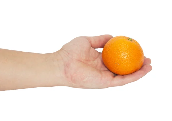 Tangerine i handen — Stockfoto