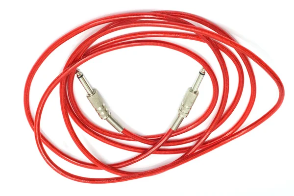 Cable de conexión de guitarra eléctrica aislado en blanco —  Fotos de Stock