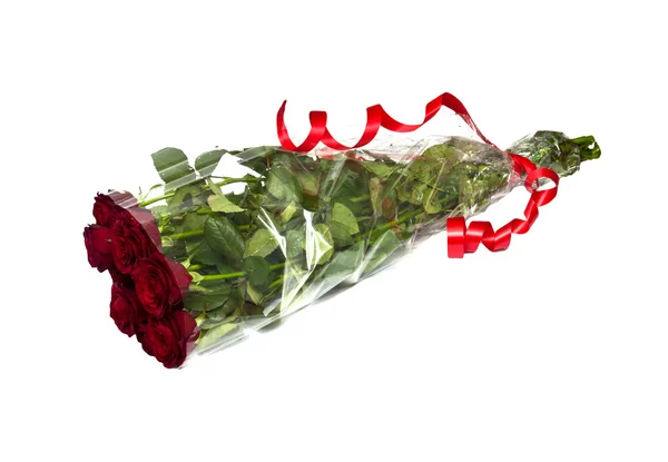 Hermosas rosas rojas sobre un fondo blanco —  Fotos de Stock