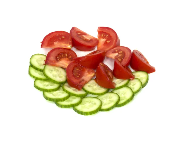 Tomatoes with cucumber — Stock Photo, Image