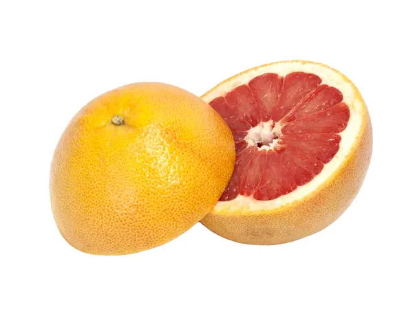Dvě poloviny grapefruitu izolovaných na bílém pozadí — Stock fotografie