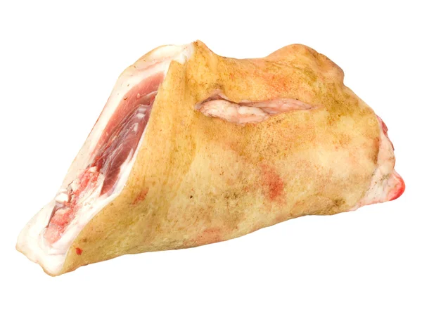 Rohes Schweinefleisch (Keule) isoliert auf weißem Hintergrund — Stockfoto