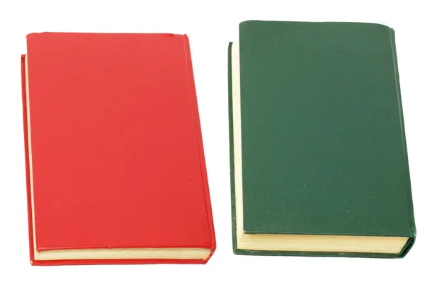 Πράσινο βιβλίο και κόκκινο βιβλίο σε άσπρο φόντο — Φωτογραφία Αρχείου