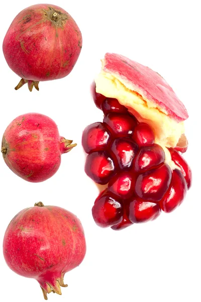 Extremo close up fundo de um suculento vermelho romã madura frui — Fotografia de Stock