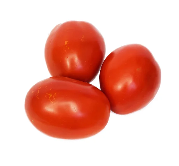 stock image Three tomatoes on white background