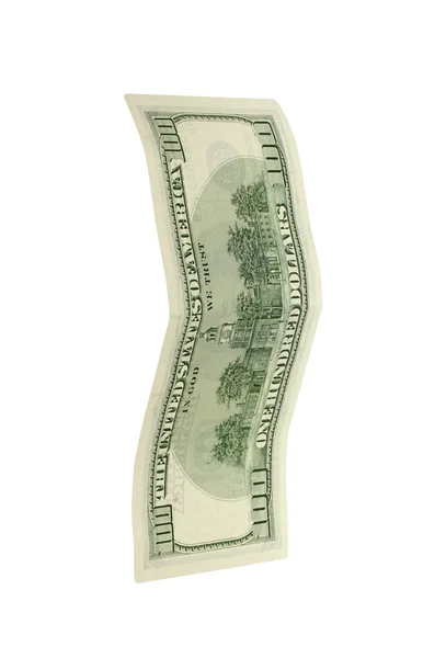 Kilkuset dolarów banknotów, na białym tle biały ze ścieżką przycinającą. — Zdjęcie stockowe
