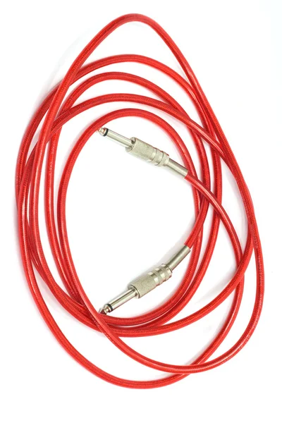 Elgitarr patch-kabel isoleras på vit — Stockfoto