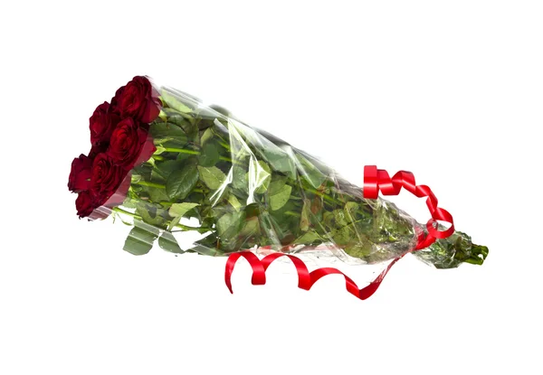 Krásné červené růže na bílém pozadí — Stock fotografie