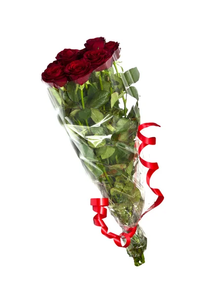 Belas rosas vermelhas em um fundo branco — Fotografia de Stock