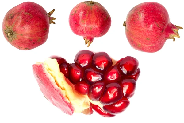 Estremo primo piano sfondo di un rosso succoso maturo melograno frui — Foto Stock