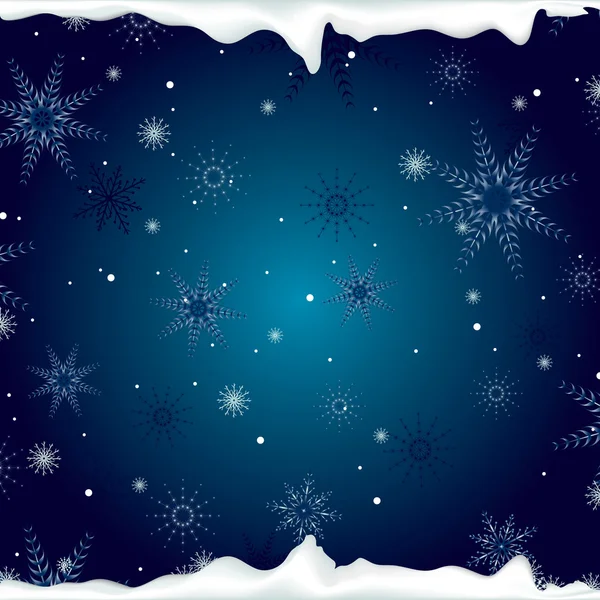 Fondo de Navidad con copos de nieve y hielo — Vector de stock