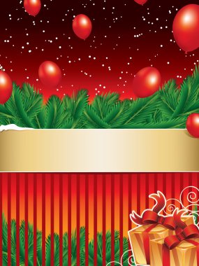 Christmas background with golden ribbon clipart