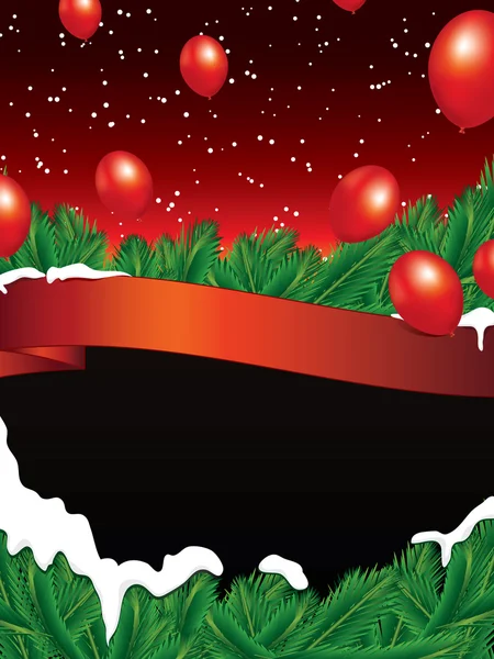 Kerstmis achtergrond met rood lint — Stockvector