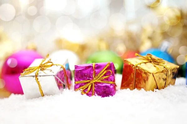 Julebaggrund med gaver - Stock-foto