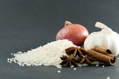 Rice and ingredients clipart