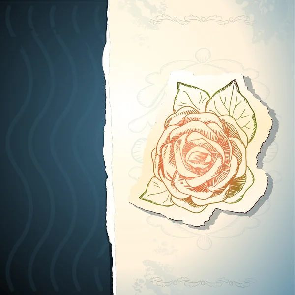 Вінтажне запрошення з трояндою, вектор — стоковий вектор