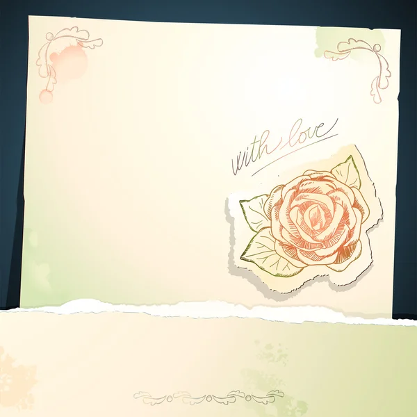 复古背景与玫瑰、 矢量 — 图库矢量图片