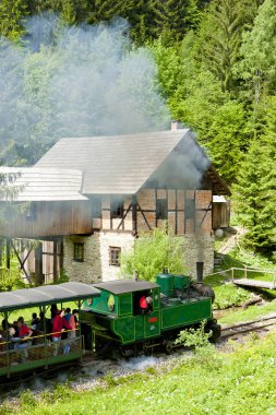 Steam train and old saw mill, Museum of Kysuce village, Vychylov clipart