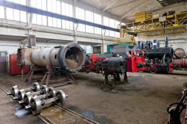 Steam locomotives in depot, Banovici, Bosnia and Hercegovina clipart