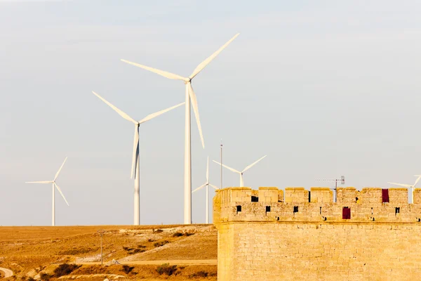 Turbinas eólicas, Ampudia, Castela e Leão, Espanha — Fotografia de Stock