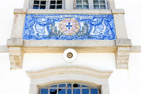 Tiles (azulejos) at railway station of Duas Igrejas, Portugal — Stock Photo, Image