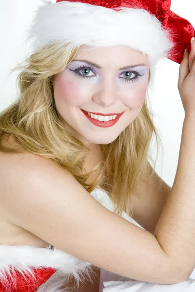 Frauenporträt - Weihnachtsmann — Stockfoto