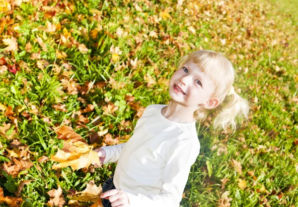 Porträt eines kleinen Mädchens in herbstlicher Natur — Stockfoto