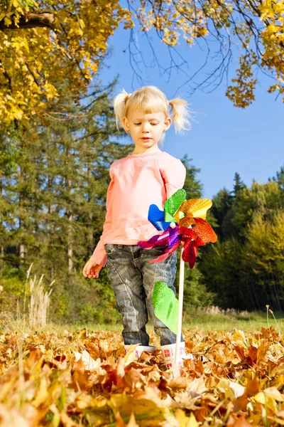 Little girl holding a vane — Stock Photo, Image