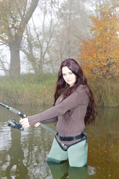 Fishing woman Stock Photo