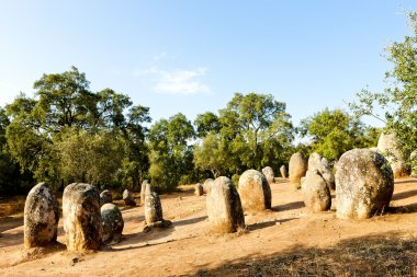 Cromlech of Almendres near Evora, Alentejo, Portugal clipart