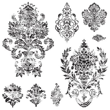 Vector Distressed Ornament Set clipart