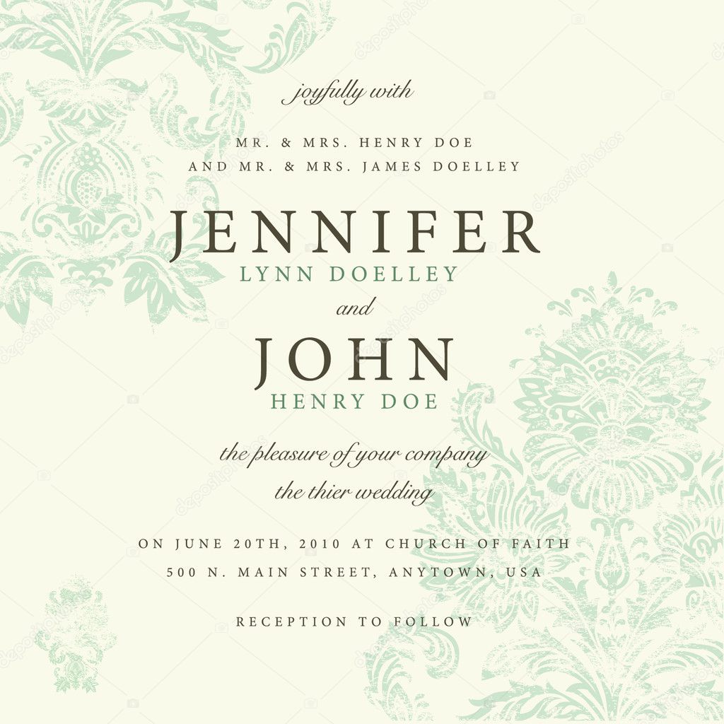 Vector Distressed Damask Pattern for Invitations