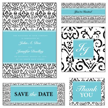 Vector Distressed Floral Wedding Frame Set clipart