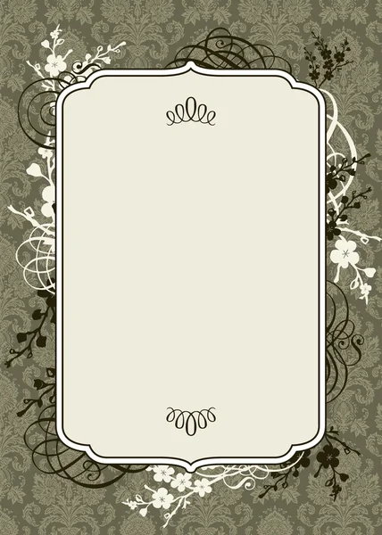 Vector Brown Frame and Ornate Background — Stock Vector