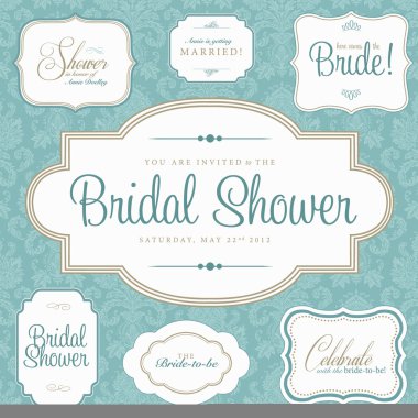 Vector Bridal Shower Frame Set clipart