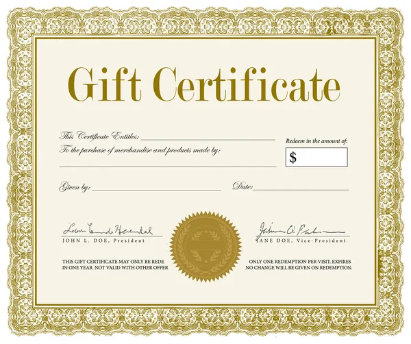 Certificat cadeau décoré vectoriel — Image vectorielle