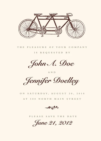 ベクトル ヴィンテージ自転車の結婚式の招待状 — ストックベクタ